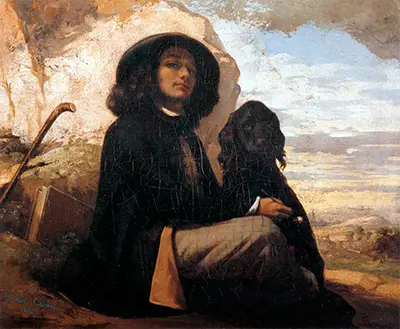 Self-Portrait with a Black Dog Gustave Courbet